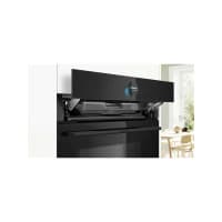 Духовой шкаф Bosch HNG978QB1 Accent line. Serie 8, духовой шкаф с микроволнами и паром, черный, 28 режимов + комбинированные режимы, микроволны до 800 Вт, 4-слойное остекление, 3 цветных текстовых TFT-дисплея 2,5" с сенсорным управлением, поворотный переключатель ControlRing, LED-освещение, меню "Assist", PerfectBake, PerfectRoast, пиролитическая самоочистка, телескопические направляющие на 1 уровне - фото 6