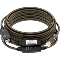 GCR Удлинитель активный 25.0m USB 2.0 AM/AF, GOLD, черно-прозрачный, с 3-мя усилителями сигнала Premium, разъём для доп.питания, 24/22 AWG - фото 4
