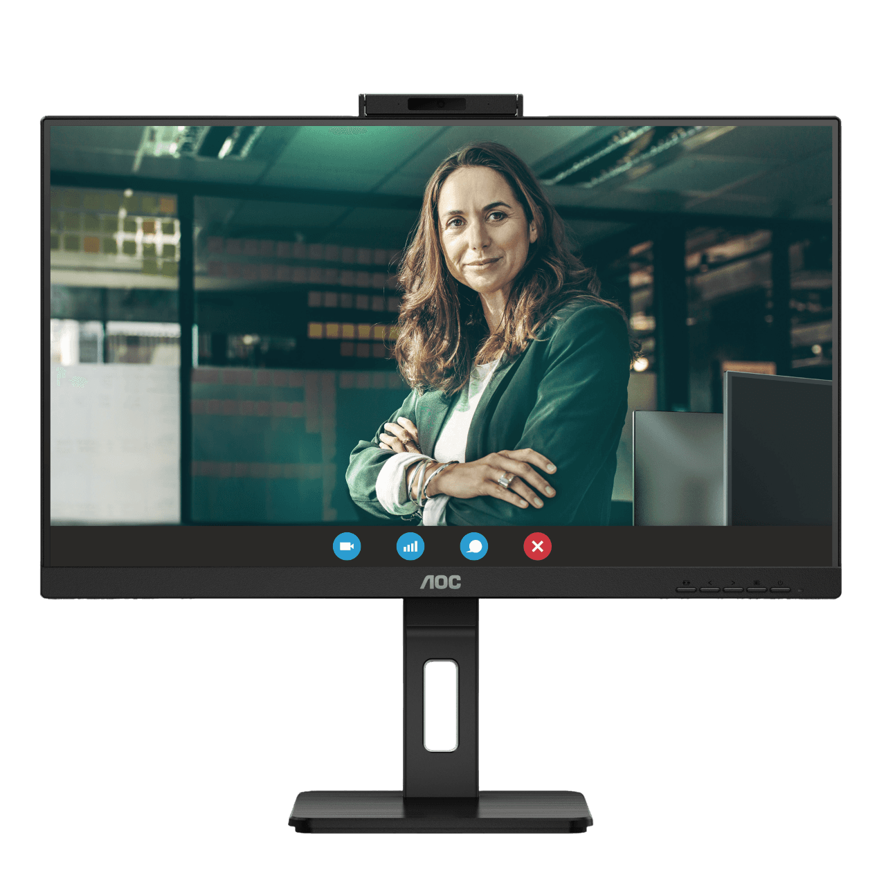AOC Q27P3QW 27" 2560x1440, IPS, 75Hz, 50M:1, 350cd, 4ms, 2xHDMI 1.4, DisplayPort 1.2, 4xUSB 3.2, Camera 2.0mp, H. adj 150mm, pivot, Speakers, VESA, 3Y, Black