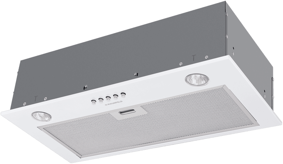 ВЫТЯЖКА MAUNFELD CROSBY SINGL 60 WHITE/ Полновстраиваемая, 60см, 850 м3, кнопочное управление, LED, площадь кухни до 30м2, опция: угольный фильтр CF140C-2шт, белая