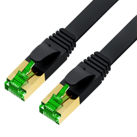 GCR PRO Патч-корд 7.5m LSZH PROF плоский прямой кат.7 ethernet, FTP, медь, черный, литой, экранированные коннекторы 24K GOLD, RJ45, T568B - фото 2