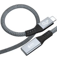 GCR PRO Удлинитель USB4 Type-C, 0.2m, 40Gbps, 240W, 8K60Hz, M/F, текстиль, серый, GCR-57135 - фото 2