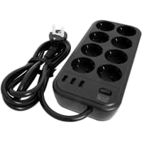Фильтр-удлинитель PowerCom SP-08 USB03AB 3.0M, 8 розеток, черный, 16А, 4кВт, 175Дж, 3*USB, защитные шторки, защита от КЗ, перегрузки, ВЧ и импульсных помех, кабель 3x1 мм2, ШхГхВ 230х105х45 мм, вес 0.68 кг./ Surge protector PowerCom SP-08 USB03AB 3.0M, 8 sockets, black, 16A, 4kW, 175J, 3*USB, protective curtains, protection against short circuit, overload, HF and impulse noise, cable 3x1 mm2, WxDxH 230x105x45 mm, weight 0.68 kg. - фото 4