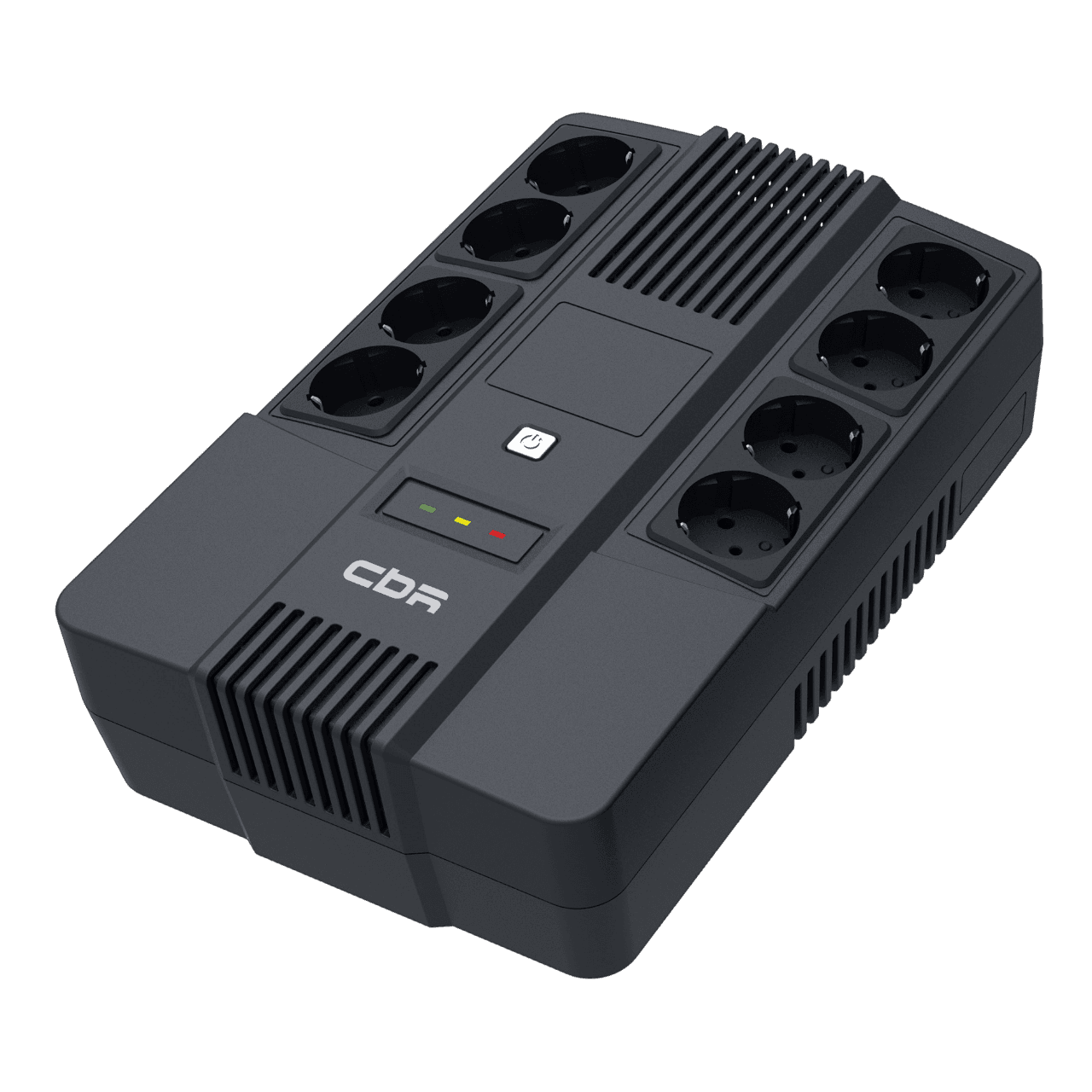 Линейно-интерактивный ИБП в плоском корпусе "Brick"/ ИБП CBR [UPS-OFK-101E-600] 600VA/360W,  Schuko CEE 7 Outlets: (x4 Battery & Surge Protected; x4 Surge Protected), LED, AVR, 12V/7Ah