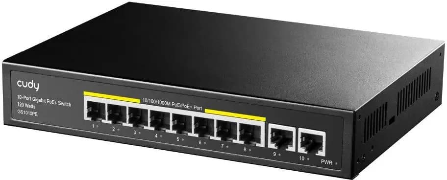 Коммутатор/ 8 RJ-45 10/100/1000M PSE ports +2 RJ45 10/100/1000  Uplink Port Unmanaged PoE+ Switch 120W,  802.3af/at standard,Alternative 1/2(+),3/6(-), Steel Case, Watchdog, 120W internal