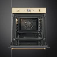 Встраиваемый духовой шкаф SMEG/ Встраиваемый духовой шкаф SMEG, 60 см, Coloniale, 50-260 градусов, часы/таймер, галогенная подсветка, 9 режимов, поворотные переключатели Coloniale, пиролиз, автоматическое отключение, петли Soft Close, полезный объем 65 л, цвет крем/латунь - фото 10