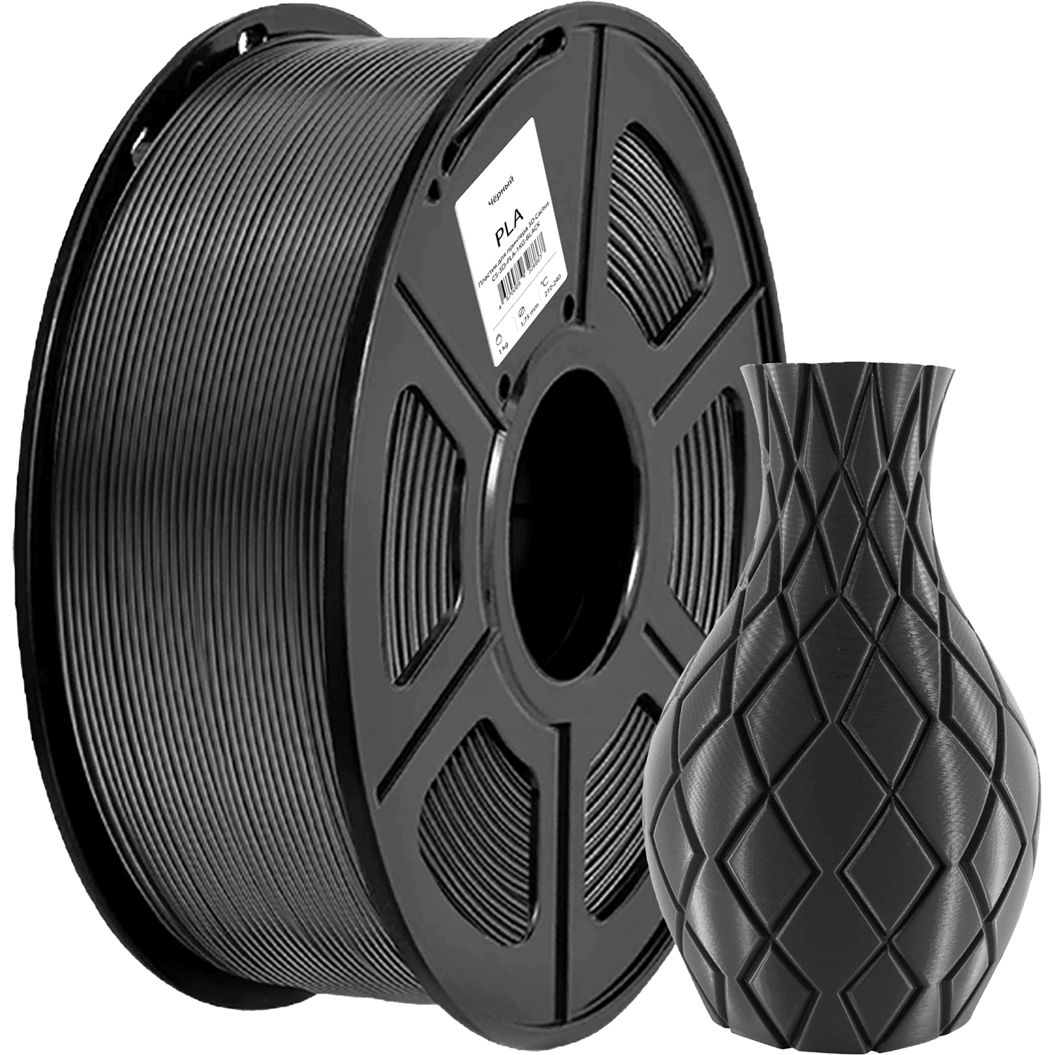 -/ Пластик для принтера 3D Cactus CS-3D-PLA-1KG-BLACK PLA d1.75мм 1кг L326м 1цв.