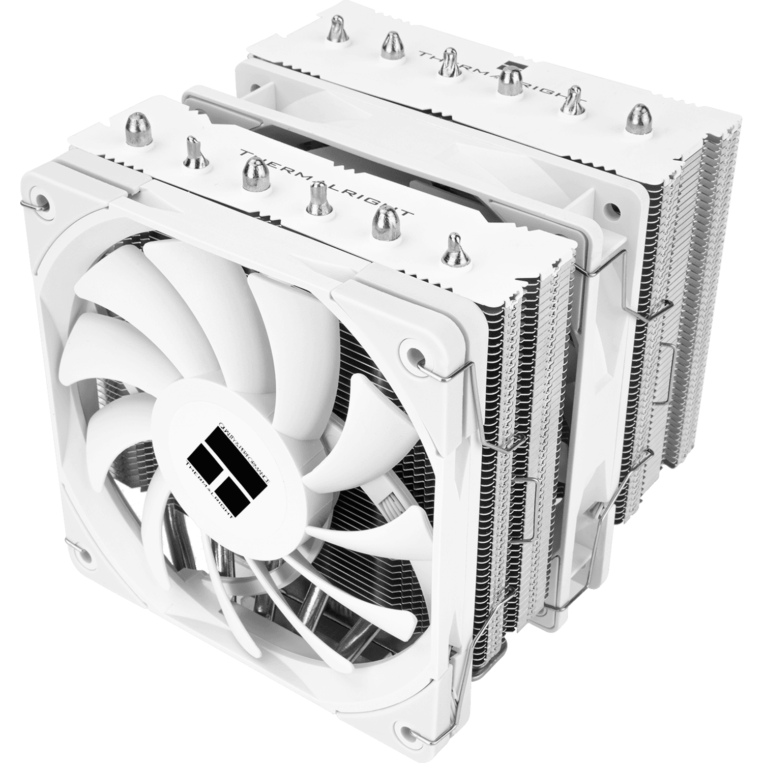 Кулер для процессора/ CPU Cooler Thermalright Royal Knight 120 SE White (4-pin PWM, 155mm, Ni/Cu, 6x6mm, 2x120mm, 66.17CFM/59CFM, 25.6dBA/26.1dBA, 1500RPM/1800RPM, S: 1200, 1700, 1851, 115X, AM4, AM5, silver, white)