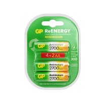 Перезаряжаемые аккумуляторы GP ReEnergy 270AAHC AA, емкость 2650 мАч - 6 шт. в промо-упаковке 4+2 - фото 1