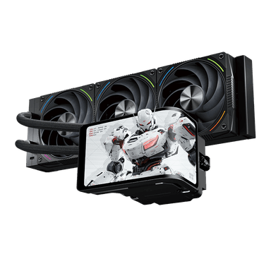 Водяное охлаждение для процессора/ Water Cooling System Thermalright Wonder Vision 360 Turbo (360mm, LED, Black, ARGB/ Fans: 3x120mm, 120.38CFM, 44.7dBA, 3000RPM/ Pump height 107mm, 6400RPM, Rad thickness 27mm/ S: 1700, 1200, 1851, 115X, 2011, 2066, AM5, AM4)