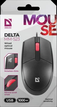 Defender Проводная оптическая мышь Delta MM-523 черн,3D,бесшумная,1,8м,1000dpi - фото 9