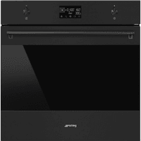 Духовой шкаф Smeg/ Духовой шкаф Smeg, 11 функций, СВЧ, пар, очистка паром, дисплей, сенсорное управление, термощуп, таймер, 4 стекла в дверце, полезный объем 68 л, цвет черный - фото 1