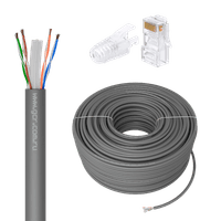 GCR PRO Кабель LAN DIY витая пара 50m в бухте, LSZH UTP кат.6А, CCA многопроволочный, серый + Коннектор RJ-45 8p8c сборный 20шт. - фото 2