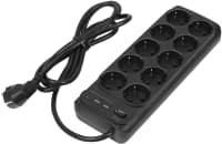 Сетевой фильтр-удлинитель/ PowerCom SP-10 USB2A1CB 1.8M, 10 розеток, черный, 16А, 4кВт, 204Дж, защитные шторки, защита от КЗ, перегрузки и импульсных помех, один порт USB-C(PD20W) и два USB-A(QC3.0) суммарной мощностью 15Вт, кабель 3x1 мм2, ШхГхВ 268х105х43 мм, вес 0.65 кг. - фото 7