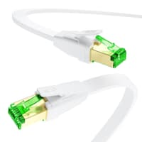 GCR Патч-корд LSZH PROF плоский прямой 3.0m, FTP, кат.8 ethernet, RJ45, медь, 30 AWG, белый, литой, экранированные коннекторы 24K GOLD, T568B - фото 5