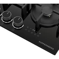 Варочная поверхность Kuppersberg/ KITCHEN RETAIL / Варочная поверхность Kuppersberg, газовая, High-Tech, 73 см, автоматический электроподжиг, газ-контроль, механическое/сенсорное управление, таймер, блокировка панели управления, конфорки Chinese SABAF, цвет черный, цвет фурнитуры черно-серебристый - фото 4
