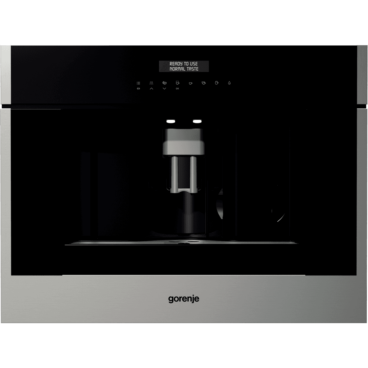 Встраиваемая кофемашина GORENJE/ Автоматическая кофемашина, Материал: Нержавеющая сталь, Максимальная мощность: 1350 Вт, Габаритные размеры (вхшхг): 45,5 × 59,5 × 38,1 см, Вес (брутто/нетто): 27,2 / 22,6 кг