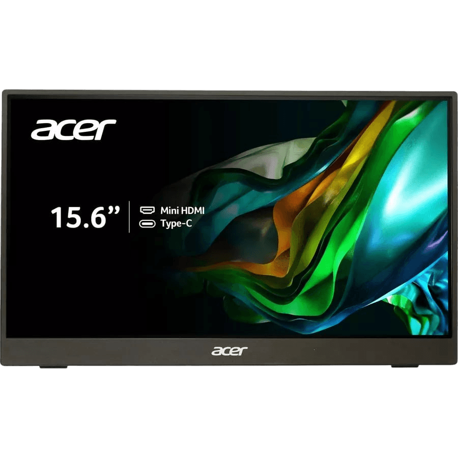 Монитор/ Acer PM161QJbmiuux 15,6'', UltraThin Black, 16:9, IPS, 1920x1080, 6ms, 250cd, 60Hz, mini HDMI, 2xType-C, Speakers 1Wx2, FreeSync, HDR 10, Vesa:100x100