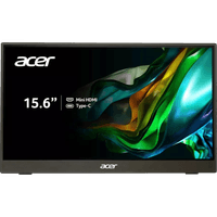 Монитор/ Acer PM161QJbmiuux 15,6'', UltraThin Black, 16:9, IPS, 1920x1080, 6ms, 250cd, 60Hz, mini HDMI, 2xType-C, Speakers 1Wx2, FreeSync, HDR 10, Vesa:100x100 - фото 1