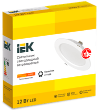 Светильник LED ДВО 1613 белый круг 12Вт 3000К IP20 IEK - фото 3