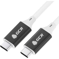 GCR Кабель USB 3.1 (USB 3.2 Gen 2) Type C-С, 2.0m, 100W/20V/5A, M/M, медь, 10 Гбит/с, 4K, белый, AL сase черный, экран, армирование - фото 1
