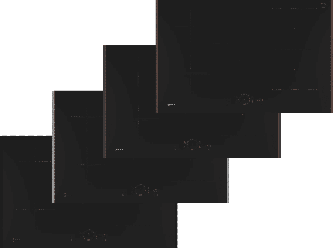 Встраиваемая варочная поверхность NEFF/ Без боковых профилей   (Аксессуар заказывается отдельно), индукционная, 834x527 мм; сенсорное управление, 5 конфорок, автоматика закипания, таймер, индикатор остаточного тепла, блокировка от детей, 17 уровней мощности, бустер, автоопределение посуды, Home Connect, цвет черный