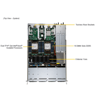 Серверная платформа/ SYS-611C-TN4R (bundle5): 1U / 2x LGA-4677 / 16x DDR5 RDIMM / 4x 2.5 NVMe*/SATA/SAS* / 1x SSD NVME 400GB, M.2 / 1x 2-ports GbE RJ45 Intel i350-AM2 / 2x 860W Power (4 SATA config, + TPM 2.0) - фото 5