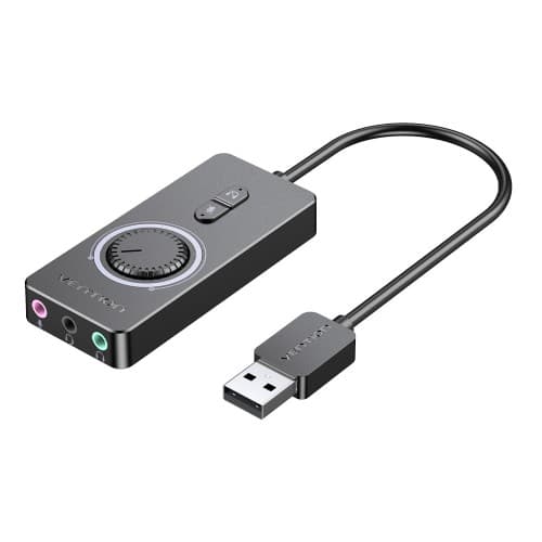 Внешняя звуковая карта Vention USB c регулятором громкости Черная