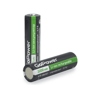 Аккумулятор Li-ion GoPower 18650 PC1 3.6V 2200mAh без защиты выс.конт. (1/80/160) - фото 4