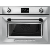 Встраиваемый духовой шкаф с СВЧ SMEG/ Компактный многофункциональный духовой шкаф, комбинированный с микроволновой печью, ширина 60 см, высота 45 см, 11 функций, нержавеющая сталь с обработкой против отпечатков пальцев - фото 2