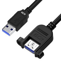GCR PRO Удлинитель 0.5m USB 3.0 (USB 3.2 Gen 1), AM/AF крепление под винт, 5 Гбит/с, медь, черный, экран, армирование - фото 1