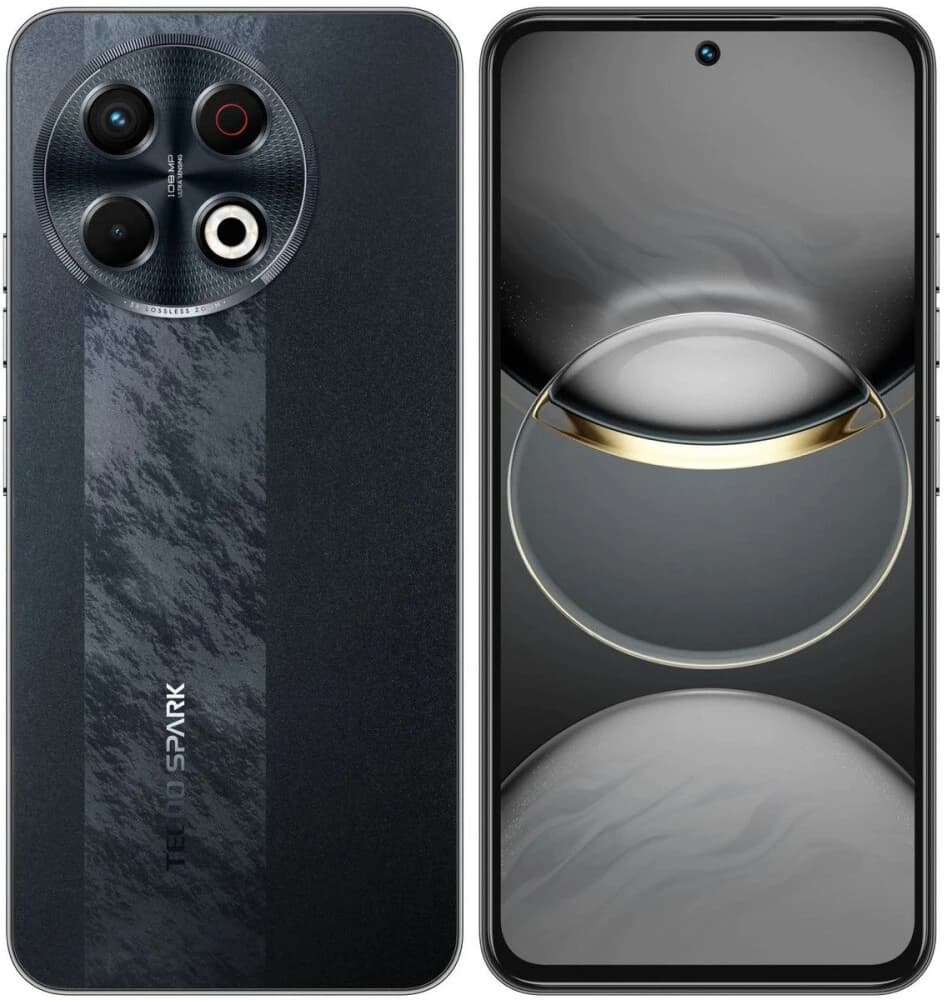 Смартфон Tecno Spark 30 Pro 256Gb 8Gb черный моноблок 3G 4G 2Sim 6.78" 1080x2436 Android 14 108Mpix 802.11 a/b/g/n/ac NFC GPS GSM900/1800 Protect FM microSD max1024Gb