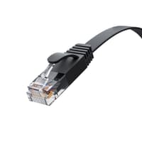 GCR PRO Патч-корд LSZH PROF плоский прямой 15.0m, UTP медь кат.6, черный, 30 AWG, ethernet high speed 10 Гбит/с, RJ45, T568B - фото 2
