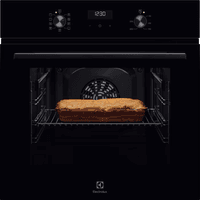Встраиваемый духовой шкаф ELECTROLUX/ Электрический духовой шкаф с конвекцией, приготовление на пару, объем 65 л, 8 режимов, очистка каталитическая, 2 стекла в дверце, направляющие проволочные, черный цвет - фото 1