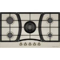 Варочная поверхность Kuppersberg/ KITCHEN RETAIL / Варочная поверхность Kuppersberg, газ, Classic, 86 см, автоматический электроподжиг, газ-контроль, форсунки под сжиженный газ, SABAF конфорки, чугунные решетки, WOK подставка, цвет бежевый, цвет фурнитуры бронзовый - фото 1
