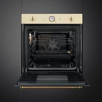 Встраиваемый духовой шкаф SMEG/ Встраиваемый духовой шкаф SMEG, 60 см, Coloniale, 50-260 градусов, часы/таймер, галогенная подсветка, 9 режимов, поворотные переключатели Coloniale, пиролиз, автоматическое отключение, петли Soft Close, полезный объем 65 л, цвет крем/латунь - фото 7