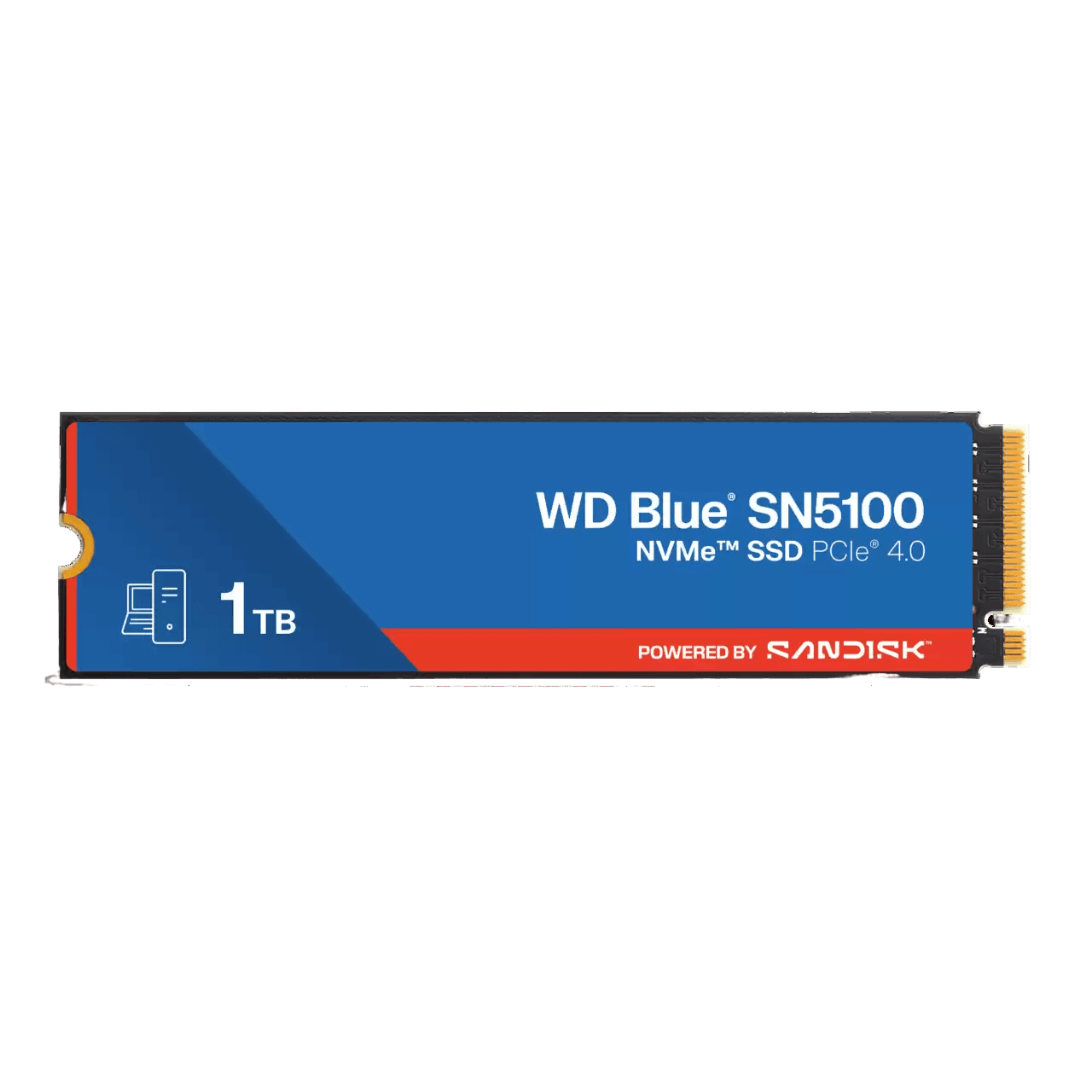 Твердотельные накопители/ WD SSD Blue SN5100, 1000GB, M.2(22x80mm), NVMe, PCIe 4.0 x4, TLC, R/W 7100/6700MB/s, TBW 600, DWPD 0.3 (12 мес.)
