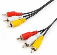 Кабель/ Кабель GoPower 3xRCA (m)-3xRCA (m) 5.0м ПВХ черный в пакете (1/50) - фото 1