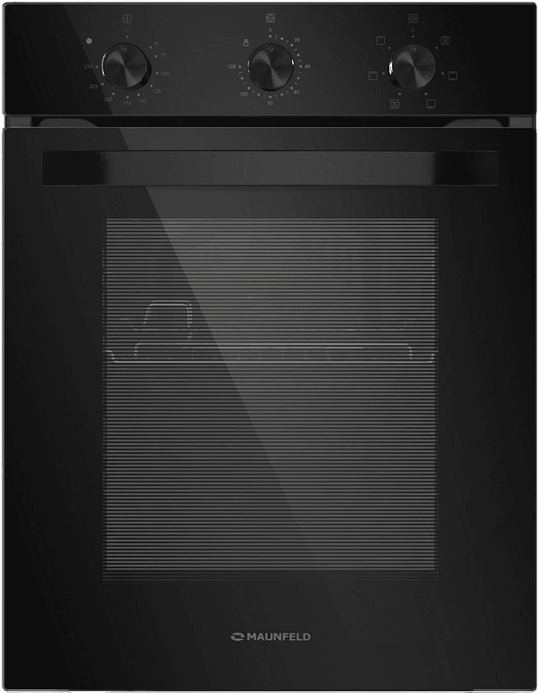 Шкаф духовой электрический MAUNFELD EOEC516B2/ 448х546х595 мм, Независимый тип установки, класс энергопотребления А,  7 основных режимов,  механическое управление, двойное стекло дверцы, металлическая ручка дверцы, холодный фронт, объем 51 л, конвекция,гриль,таймер,черный цвет