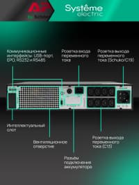 Systeme Electric Smart-Save Online SRTSE, 2 поколения 1000 ВА/Вт, 2U, 8 C13+1 Schuko, USB, RS-232, сухиеконтакты, SNMP-карта - фото 47