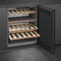 Винные шкафы SMEG/ Холодильный шкаф для вина встраиваемый, ВхШхГ 820х595х566 мм, петли справа, черное стекло. - фото 15