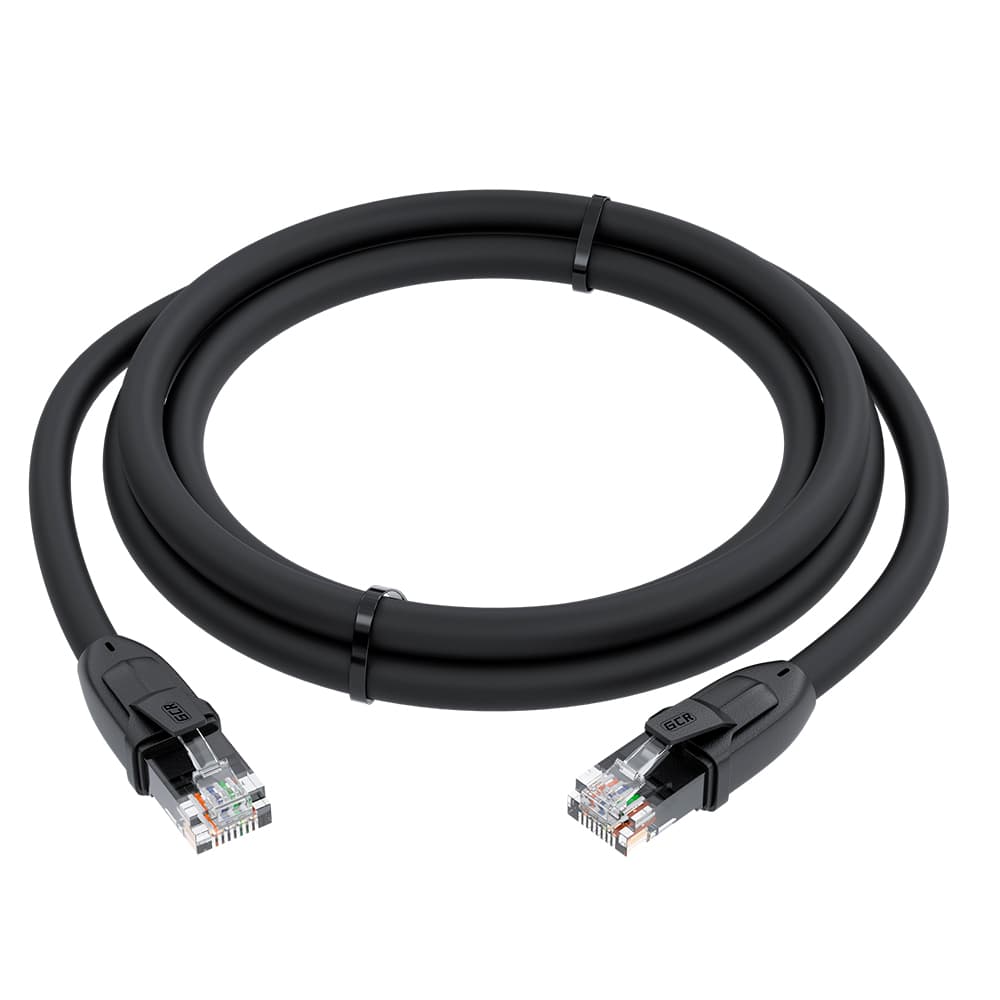 GCR Патч-корд прямой 30.0m UTP кат.6А, черный, 24 AWG, литой, ethernet high speed, RJ45, T568B
