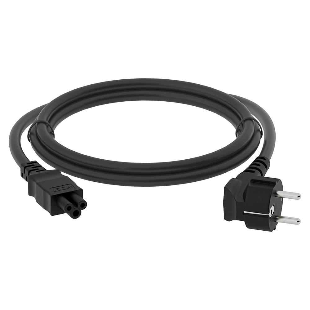 GCR Кабель питания для ноутбука 3.0m, Евровилка угловая - С5, черный, 3*0,5mm, GCR-54408
