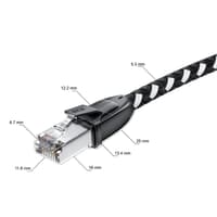 GCR PRO Патч-корд PROF прямой 10.0m, UTP медь кат.6А, STRONG черно-белый в оплетке текстиль, ethernet high speed 10 Гбит/с, T568B - фото 12