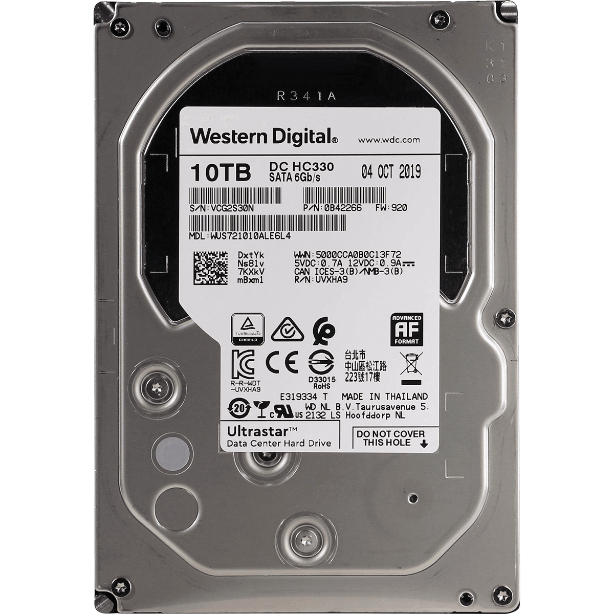 Жесткий диск/ UNSEALED HDD WD SATA Server 10Tb Ultrastar DC HC330 7200 6Gb/s 256MB (Includes tray) 1 year warranty (replacement MG06ACA10TE, ST10000NM017B, ST10000NM001G, WUS721208BLE604) UNSEALED