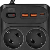 Сетевой фильтр-удлинитель/ PowerCom SP-10 USB2A1CB 1.8M, 10 розеток, черный, 16А, 4кВт, 204Дж, защитные шторки, защита от КЗ, перегрузки и импульсных помех, один порт USB-C(PD20W) и два USB-A(QC3.0) суммарной мощностью 15Вт, кабель 3x1 мм2, ШхГхВ 268х105х43 мм, вес 0.65 кг. - фото 10