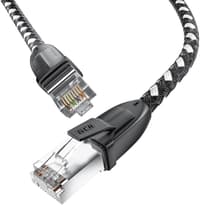 GCR PRO Патч-корд PROF прямой 10.0m, UTP медь кат.6А, STRONG черно-белый в оплетке текстиль, ethernet high speed 10 Гбит/с, T568B - фото 3