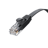 GCR PRO Патч-корд LSZH PROF плоский прямой 15.0m, UTP медь кат.6, черный, 30 AWG, ethernet high speed 10 Гбит/с, RJ45, T568B - фото 3