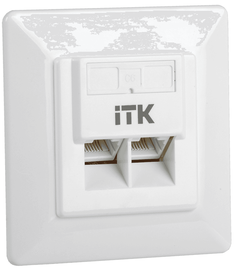 ITK Внутренняя инф. розетка RJ45 кат. 6 UTP 2 порта