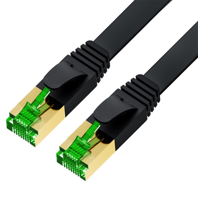 GCR PRO Патч-корд 20.0m LSZH PROF плоский прямой кат.7 ethernet, FTP, медь, черный, литой, экранированные коннекторы 24K GOLD, RJ45, T568B